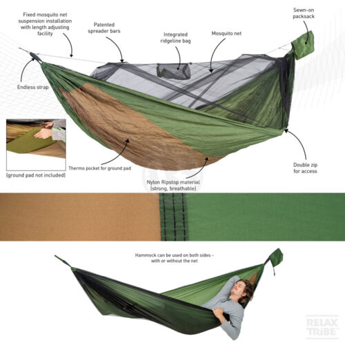 Adventure Hero XXL: Cama de Rede Portátil de Aventura c/ Mosquiteira+bolso Térmico [1p] Exterior/Campismo - Image 3