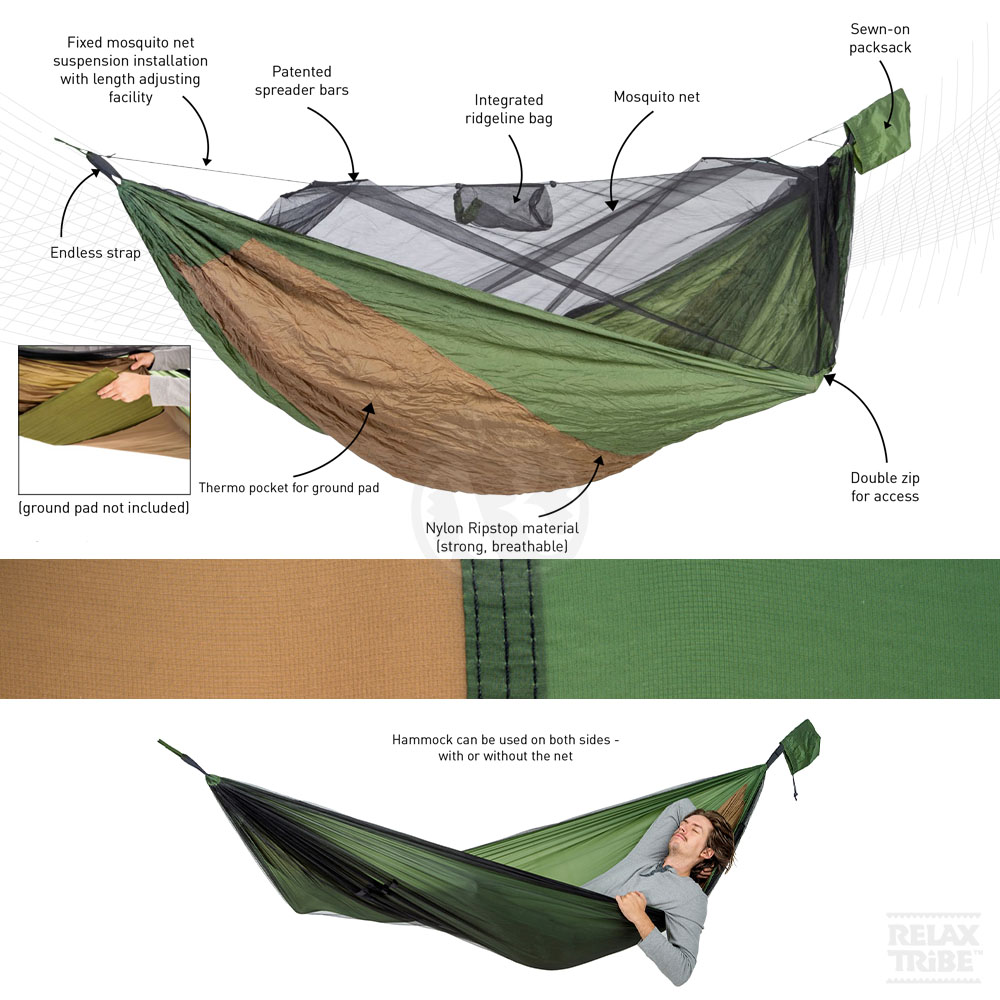 adventure-hero-xxl-single-portable-hammock-anti-bugs-net-thermal-pocket-outdoor-camping-brown-green-textile-detail-spec
