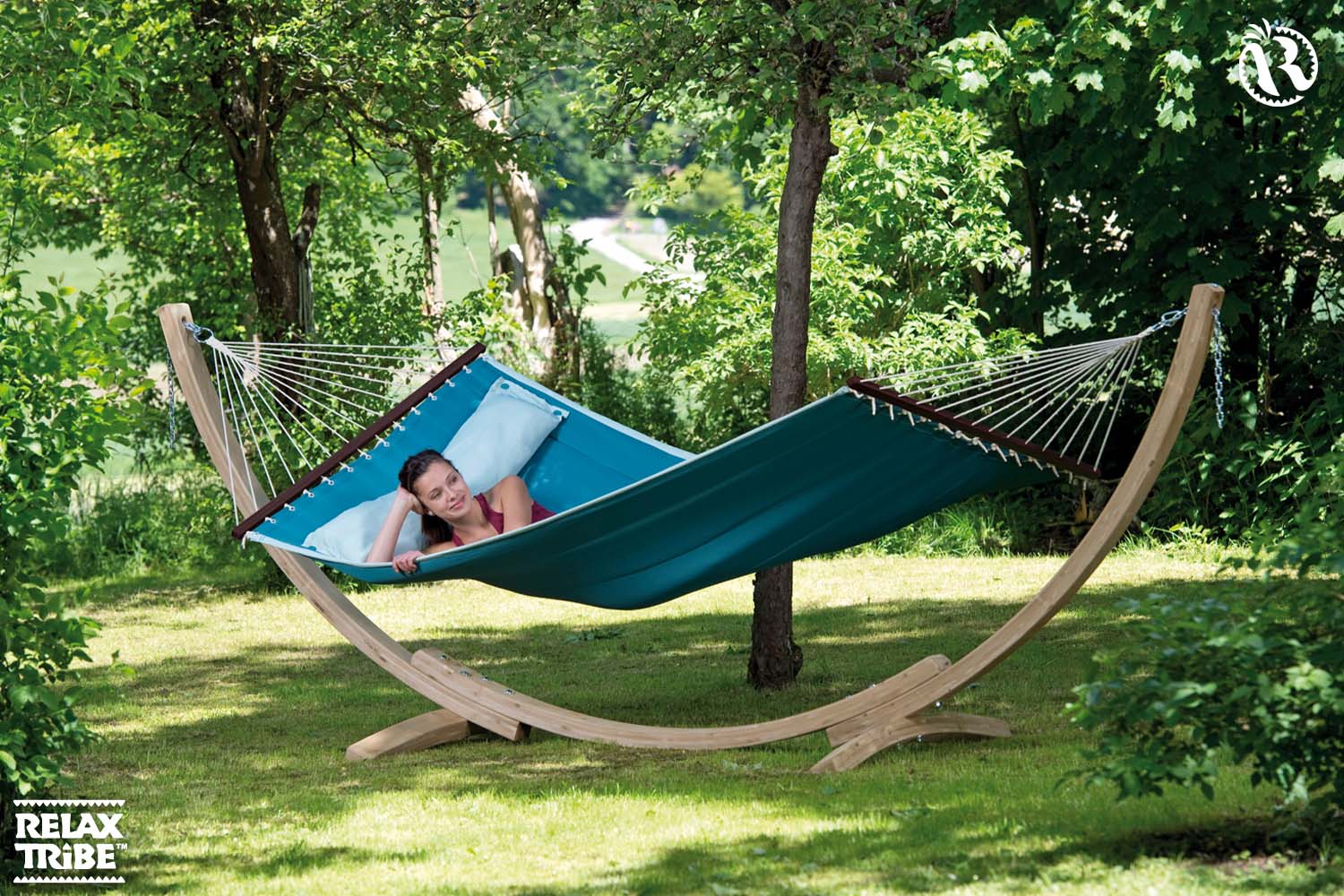 american-dream-petrol-double-xl-padded-hammock-with-bars-pillow-aqua-light-blue-garden-wood-stand