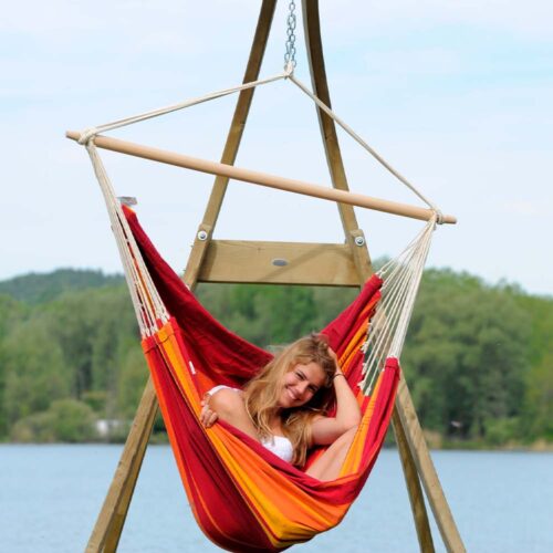 Brasil Gigante Lava: Lounger/Cadeira Suspensa XXL [2-3p] Algodão Reciclado+Madeira FSC /Feita à Mão - Image 3