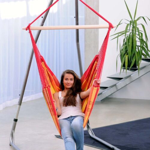 Brasil Papaya: Cadeira Suspensa XL [1-2p] Algodão Reciclado+Madeira FSC /Feita à Mão - Image 4