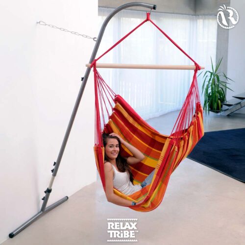 Brasil Papaya: Cadeira Suspensa XL [1-2p] Algodão Reciclado+Madeira FSC /Feita à Mão - Image 3