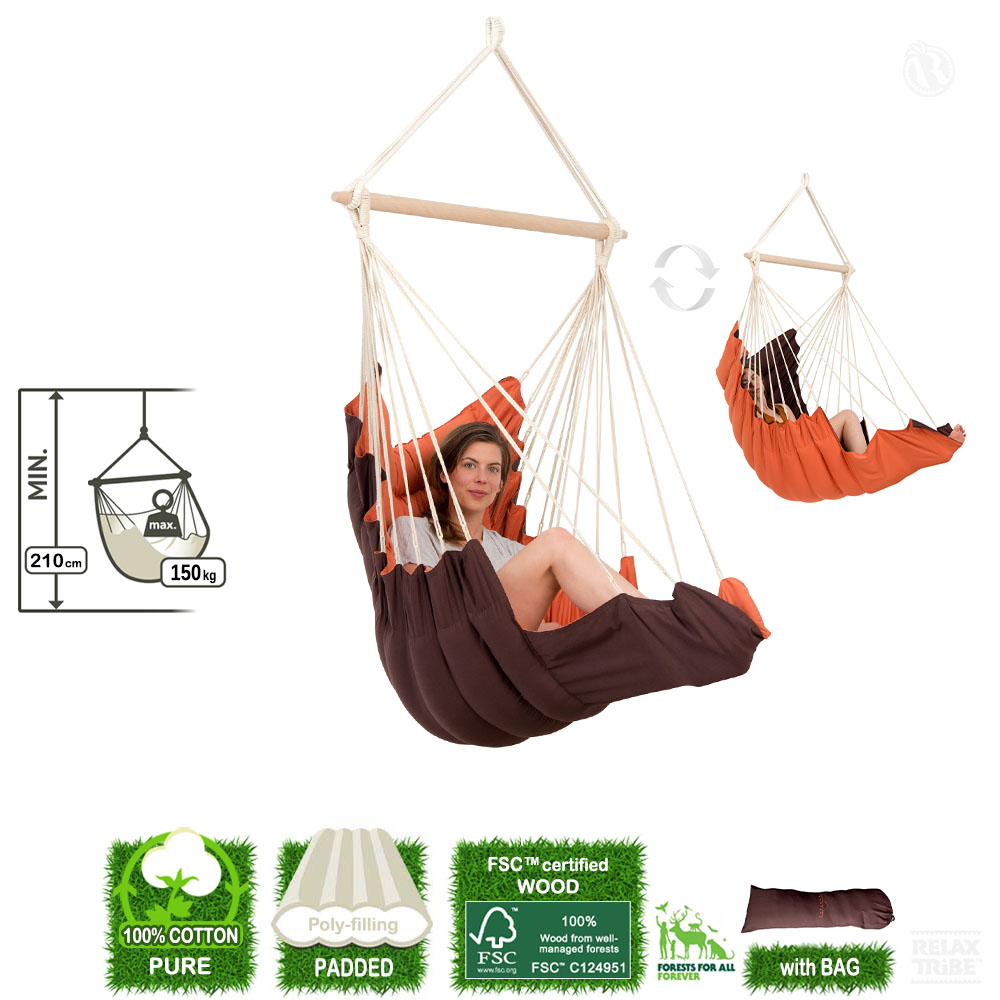 california-terracotta-single-lounger-hanging-chair-pure-cotton-padded-orange-brown-detail-spec