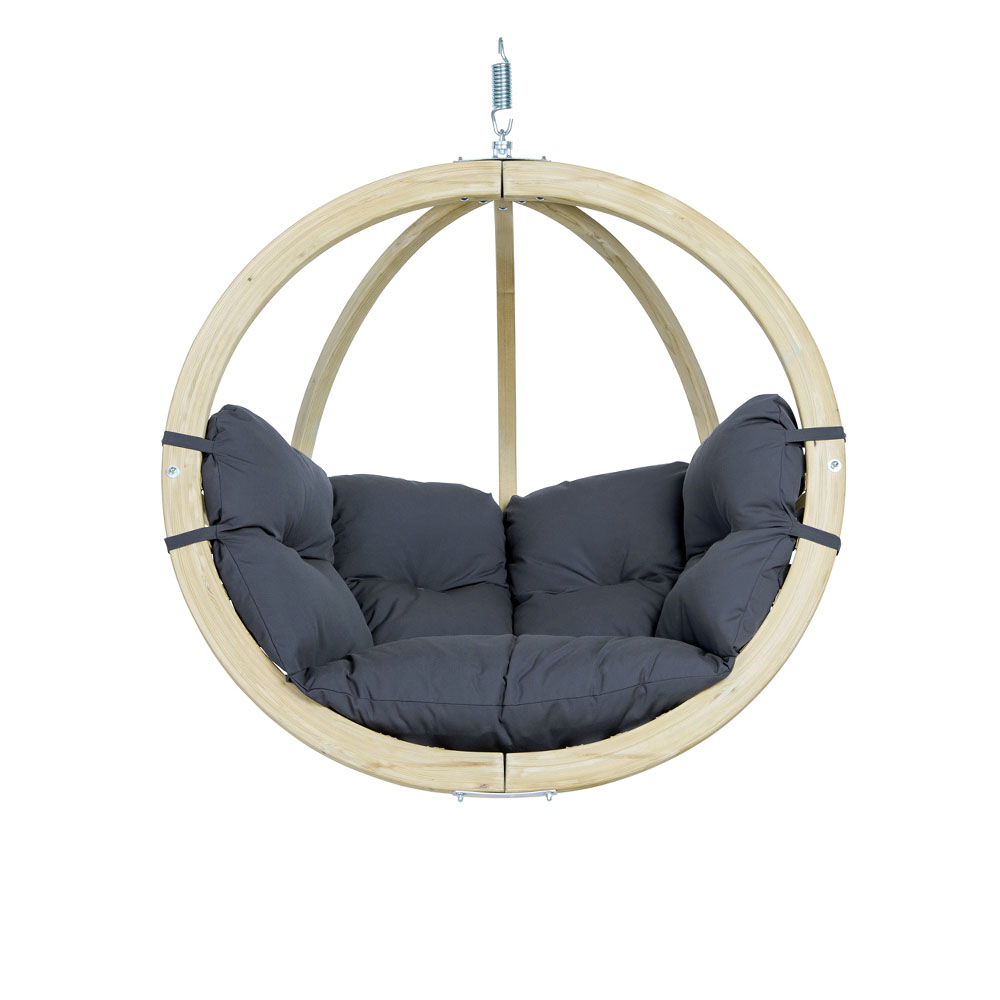 Globo Chair Anthracite: Cadeira Suspensa [1p] Madeira FSC [Casa&Jardim]+Almofadão de Exterior