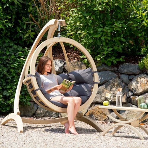 Globo Chair Anthracite: Cadeira Suspensa [1p] Madeira FSC [Casa&Jardim]+Almofadão de Exterior - Image 3