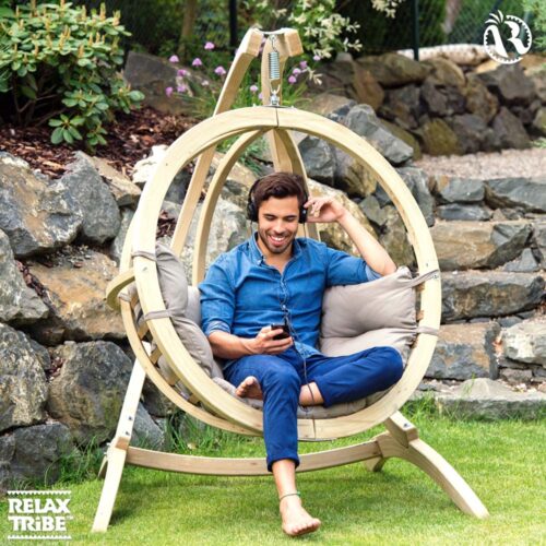 Globo Chair Taupe: Cadeira Suspensa [1p] Madeira FSC [Casa&Jardim]+Almofadão de Exterior - Image 4