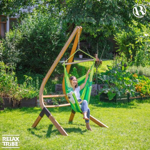Habana Jungle: Eco-Lounger/Cadeira Suspensa 100%Algodão Bio+Madeira FSC /Feita à Mão - Image 4