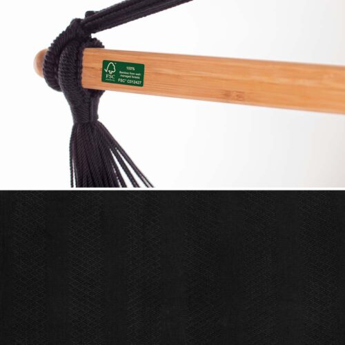 Habana Onyx: Eco-Lounger/Cadeira Suspensa 100%Algodão Bio+Madeira FSC /Feita à Mão - Image 4