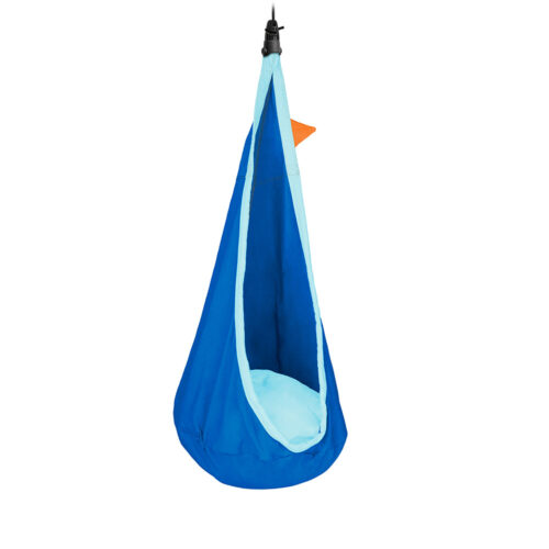 Joki Dolphy: Ninho/Cadeira Suspensa p/ Criança [100%Algodão Bio] c/ Almofada+Suspensão [Azul+Turquesa claro]
