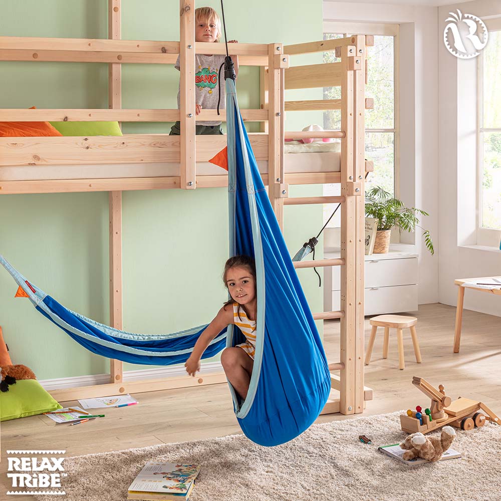 joki-dolphy-kids-hanging-nest-chair-pure-organic-cotton-with-suspension-and-pillow-blue-light-turquoise-childrens-bedroom