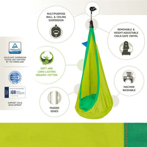 Joki Froggy: Ninho/Cadeira Suspensa p/ Criança [100%Algodão Bio] c/ Almofada+Suspensão - Image 3