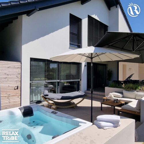 Lounge Bed Anthracite: Espreguiçadeira/Cama p/ Exterior XXL [2p] Madeira FSC c/ Colchonete Flutuante+Almofada [Casa&Jardim] - Image 5