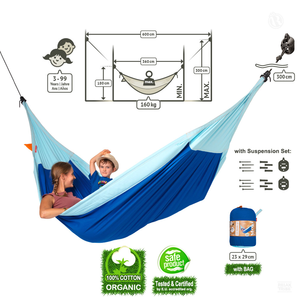moki-dolphy-double-parent-and-kid-therapy-hammock-pure-organic-cotton-with-suspension-max-160kg-blue-light-turquoise-detail-spec
