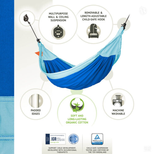 Moki Dolphy: Cama de Rede p/ Criança [100%Algodão Bio] c/ Suspensão [máx.80kg/TÜV certificada] - Image 3