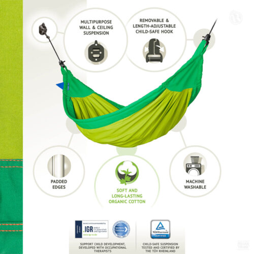 Moki Froggy: Cama de Rede p/ Criança [100%Algodão Bio] c/ Suspensão [máx.80kg/TÜV certificada] - Image 3