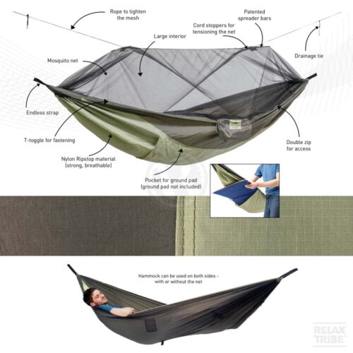 Moskito-Traveller Thermo: Cama de Rede Portátil de Aventura c/ Mosquiteira+bolso Térmico [1p] Exterior/Campismo - Image 3