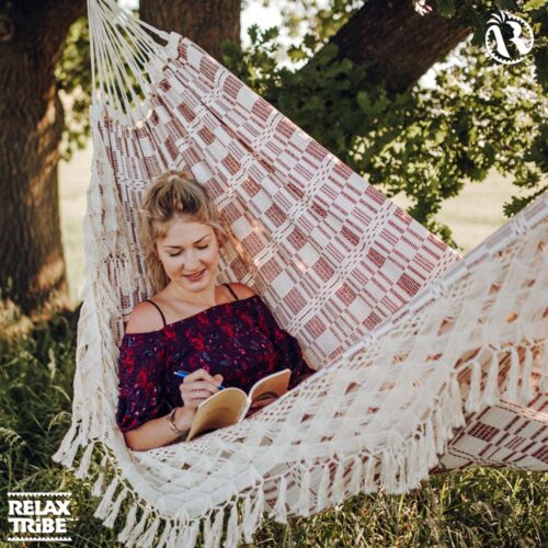 Rio Bordeaux: Cama de Rede Brasileira XXL [2-3p] c/ Franjas /Feita à Mão - Image 3