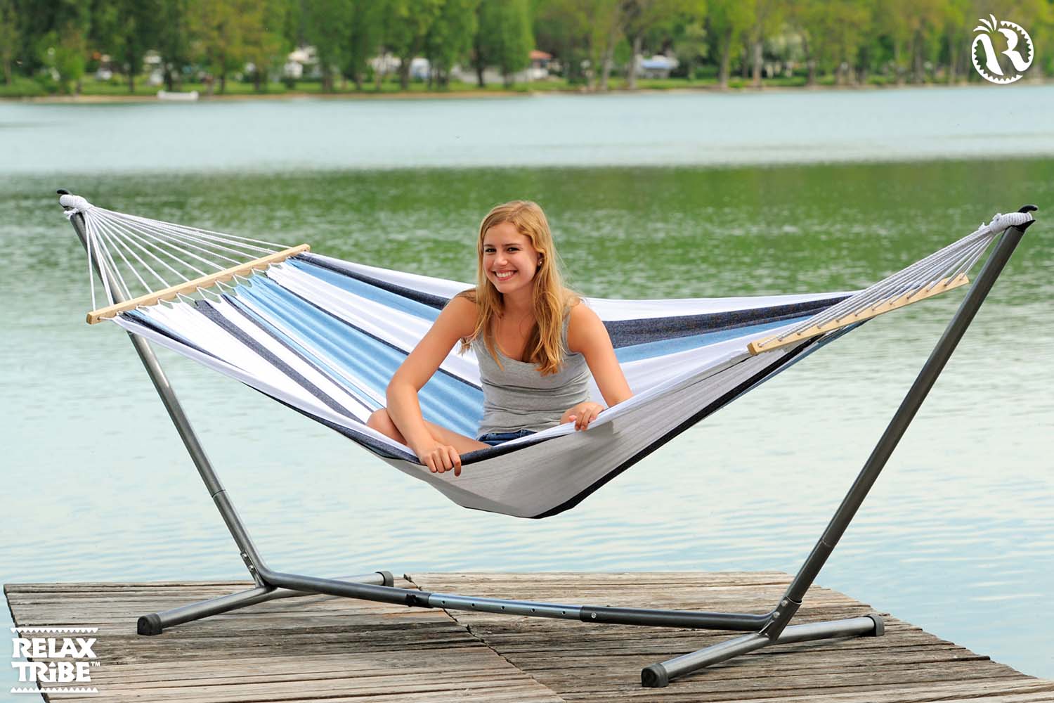 samba-marine-double-xl-weatherproof-hammock-with-bars-blue-tones-outdoor-metal-stand