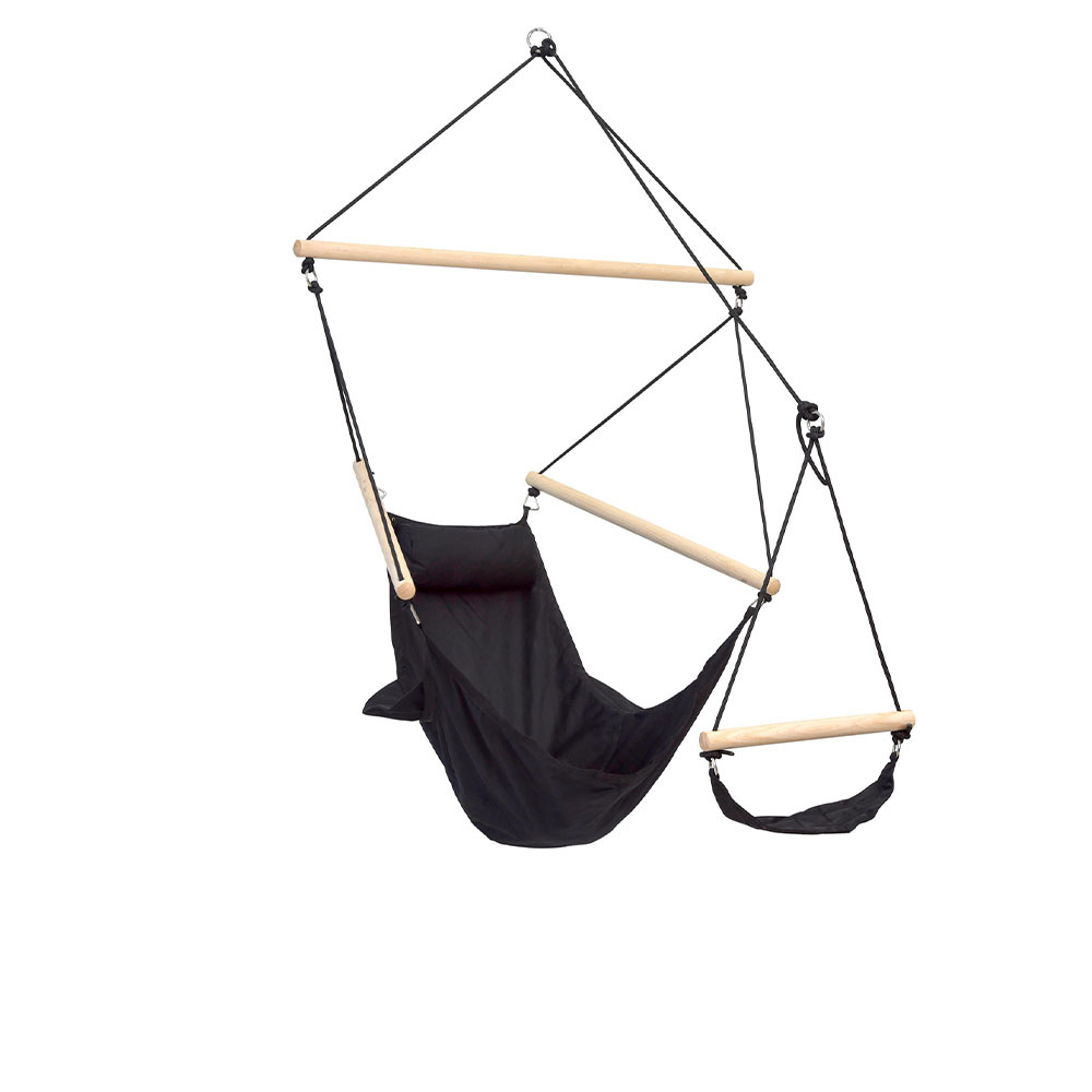 Swinger Black: Cadeira Suspensa p/ Exterior [1p] c/ Apoia-pés+braços+Almofada [Casa&Jardim]